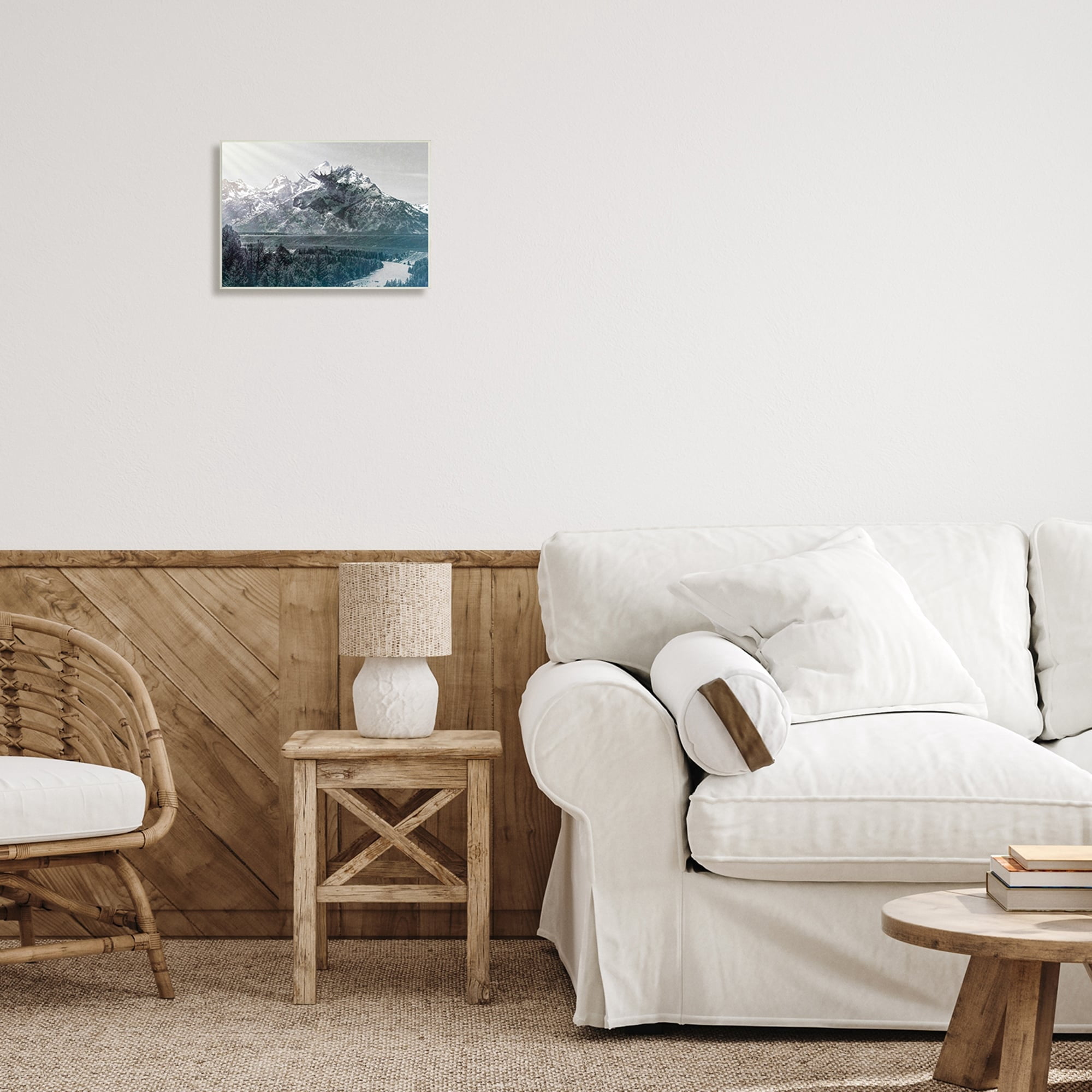 Stupell Industries Quaint Sunny Mountain River Scenery Moose Antlers Wood Wall Art, 15 x 10, Design by Daniel Sproul