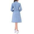thumbnail image 3 of Vestido de mezclilla INSPIRE CHIC para mujer, de manga larga, con botones, corte A, con cinturón, clásico, talla XL, azul cielo, 3 of 6