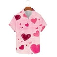 thumbnail image 2 of Unisex Relaxed Short-Sleeve Heart Print Couple Shirt Valentine's Day Gift Turn-Down Collar Summer Casual Multi-Color, 2 of 5