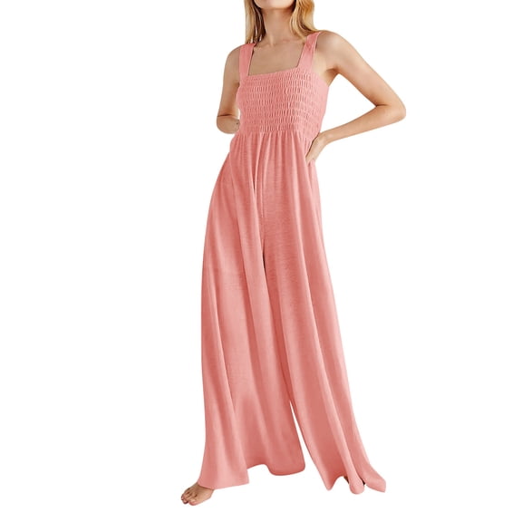 SRZYMJ Elegant Women's Plus Size Tunic Jumpsuit with Adjustable Straps and Flowy Wide Leg Design Featuring Convenient Pockets for Comfort and Style