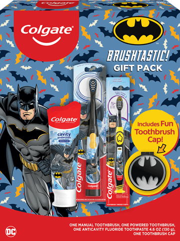 Colgate Batman Gift Set, 1 Powered Toothbrush, 1 Manual Toothbrush, Toothpaste