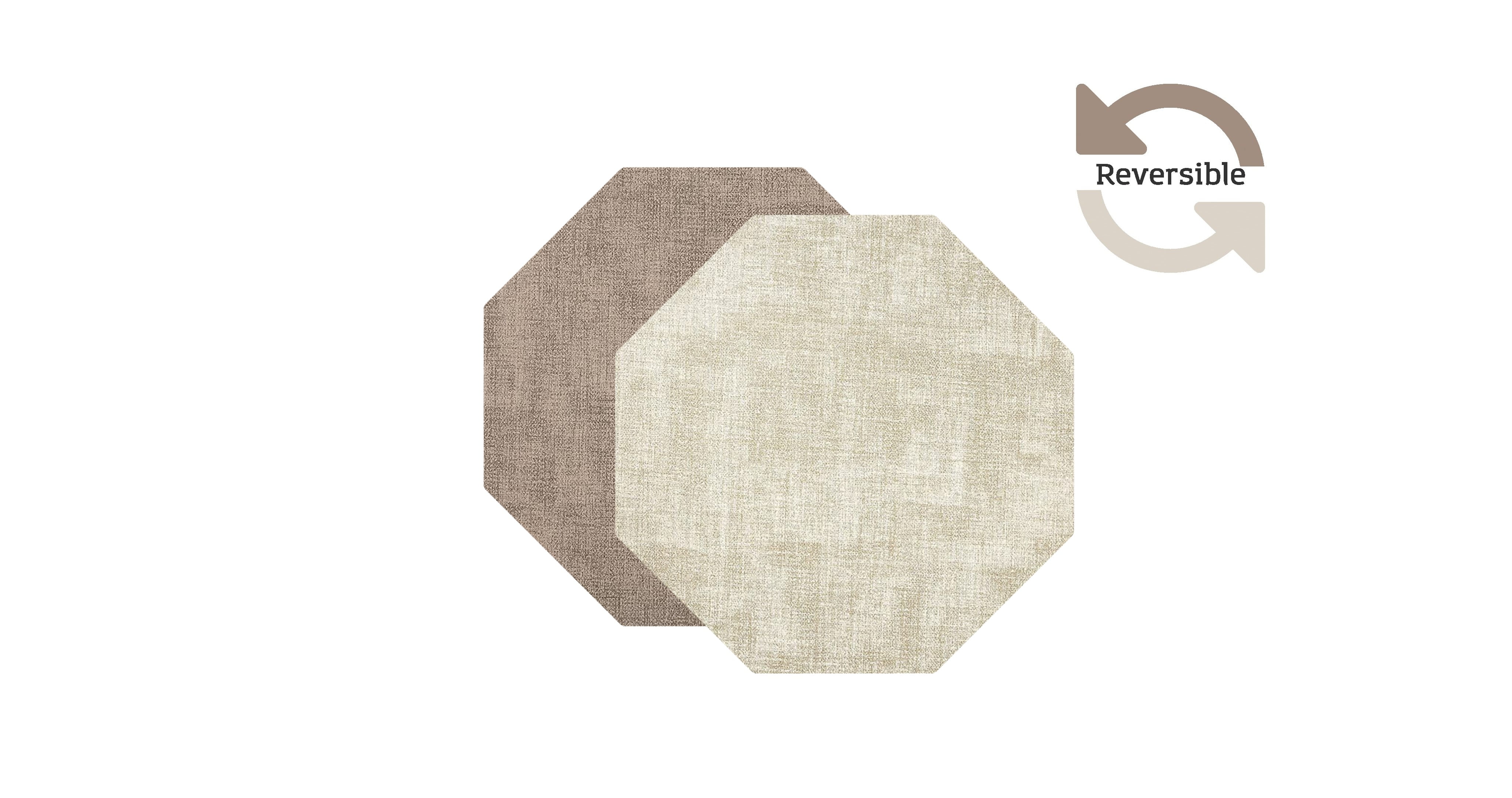 Dainty Home Amalfi Faux Leather Reversible 2 Pattern 15 x 15 Octagon Placemats, Set Of 4, Linen
