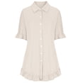 thumbnail image 4 of TAGOLD Womens Dress,Women's Color Shirt Skirt Ruffle Sleeve Irregular Shirt Dress Short Sleeve V-Neck Knee Length Dress, 4 of 4