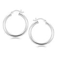 thumbnail image 1 of Sterling Silver Rhodium Plated Polished Look Hoop Earrings (25mm), 1 of 2