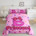 thumbnail image 2 of spefrowx Kawaii Princess Initial B Queen Comforter Set for Girls, Pink Sequin Print Ribbon Comforter Sets Queen, Pink Reversible, 3 Pieces, 1 Comforter and 2 Pillowcases, 2 of 6