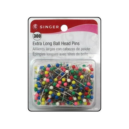 Singer X-Long Ball Head Pins, 300-Count Multi-Colored