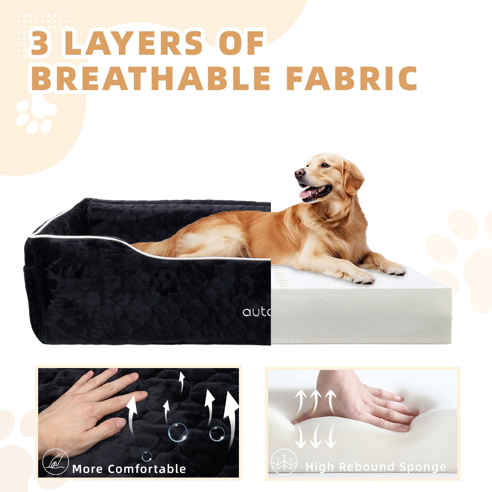 Dog Car Seat for Large Medium Small Dogs, Detachable Washable Dog Booster Seat Under 120lbs, Pet Car Seat Travel Bed with Storage Pockets and Dog Safety Belt