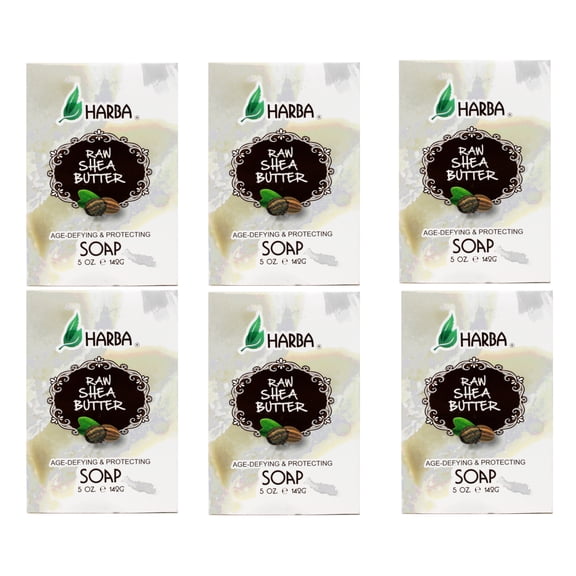 Harba Bath Soap, Age-Defying & Protecting, Raw Shea Butter, 5 OZ - 6 Pack