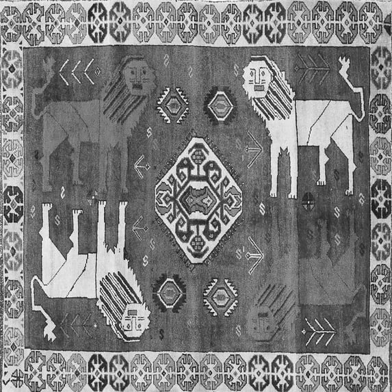 Ahgly Company Indoor Square Animal Gray Traditional Area Rugs, 4' Square