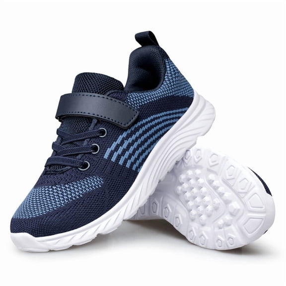 YHOON Boys Girls Sports Shoes Lightweight Tennis Running Walking School Shoes Navy Blue Big Kid Size 2