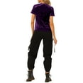 thumbnail image 4 of INSPIRE CHIC Women's Party Velvet Shirt Crew Neck Short Sleeve Casual T-Shirt 3XL Purple, 4 of 7