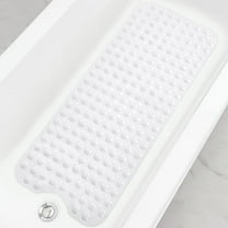 Bathtub and Shower Mats, Extra Long Non-Slip Bath Mat 39 x 16 Inch, Machine Washable Bath Tub Mat with Suction Cups & Drain Holes for Bathroom, White