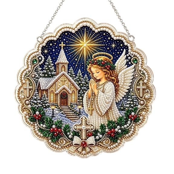 2D Flat Acrylic Christmas Hanging Sign 7.87in, Merry Xmas Ornament for Wall Door and Holiday Tree Indoor Mantel Home Decor.