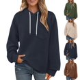 thumbnail image 1 of Sudaderas de moda,Sudadera con capucha de color liso para mujer, con cordón, forro polar y bolsillos, informal y cálida para el hogar, sopatenor, 1 of 7