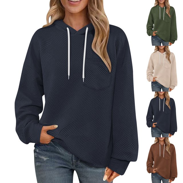 Sudaderas de moda,Sudadera con capucha de color liso para mujer, con cordón, forro polar y bolsillos, informal y cálida para el hogar, sopatenor