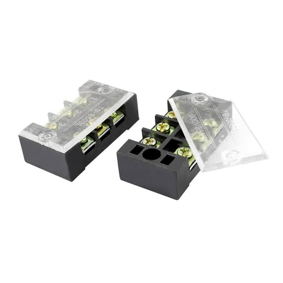 2Pcs 25A 3-Position Screw Electric Barrier Terminal Block Cable Connector