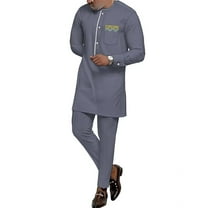 African Men Clothing Dashiki Outfit Embroidery Traditional Full Sleeves Shirt Pant Suit 2 Piece Sets Ankara Attire for Men WYN1959