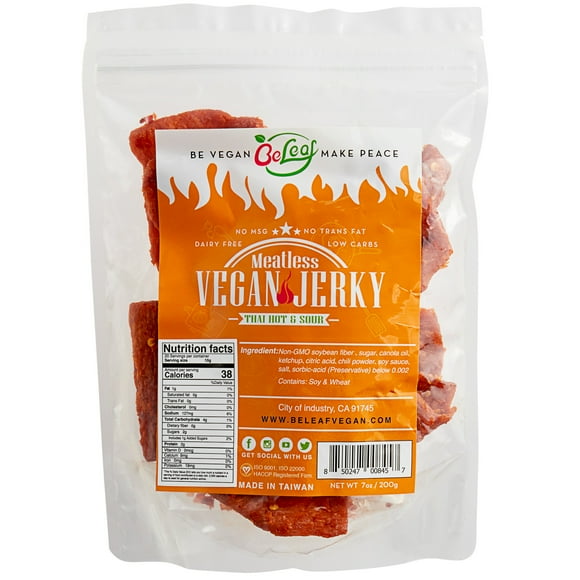 Be Leaf Plant-Based Vegan Hot & Sour Thai Jerky 7.05 oz.
