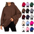 thumbnail image 1 of Chandails à Capuchon pour Femmes Chandails en Molleton à Capuche Unis Décontractés à Manches Longues Chandail-Over Tops Ndbuld Femmes et Hiver Décontracté Noël Uni Col Rond Manches Longues Chandail Blouse Chandail en Molleton Marron 5TG, 1 of 8