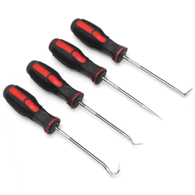 Removal Hook Set, Hand Tool Carbon Steel Pick Hook Set Oil Seal Screwdriver Straight Pick 4Pcs Oil Seal Screwdriver For Repair