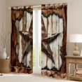 thumbnail image 2 of Manfei Bohemian Cowhide Stars Blackout Curtains Set of 2 (38x54 Each),Rustic Farmhouse Lodge Living Room Curtains,Cream Brown, 2 of 6