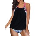 thumbnail image 1 of Womens Blouson Striped Printed Strappy T-Back Push up Tankini Top with Shorts, 1 of 5