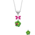 thumbnail image 2 of Delight Jewelry Resin Lime Green Daisy Flower with Hot Pink Ladybug Hot Pink Bow Heart Necklace, 2 of 4