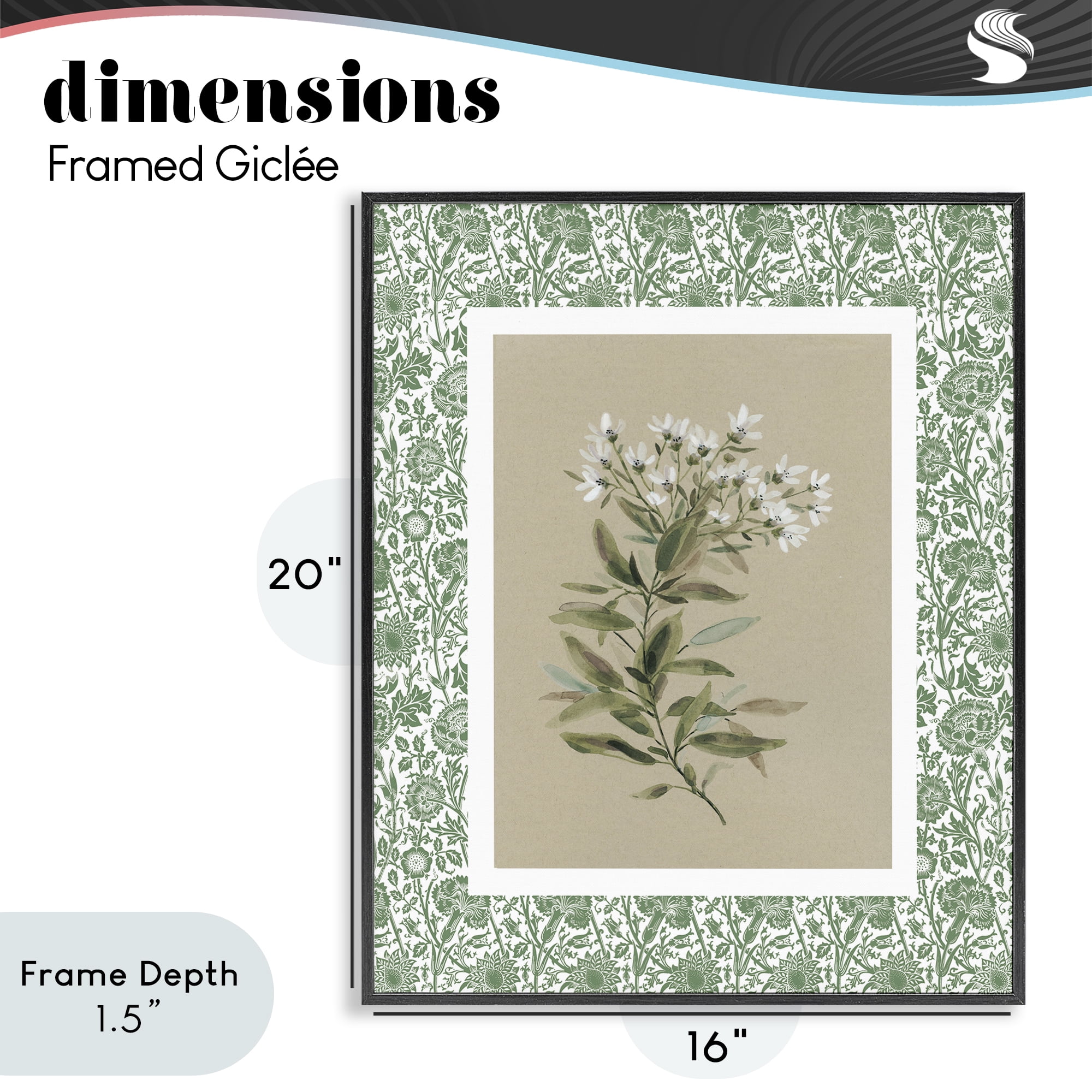 Stupell Industries Green Botanical Pattern Black Framed Giclee Art, design by Carol Robinson