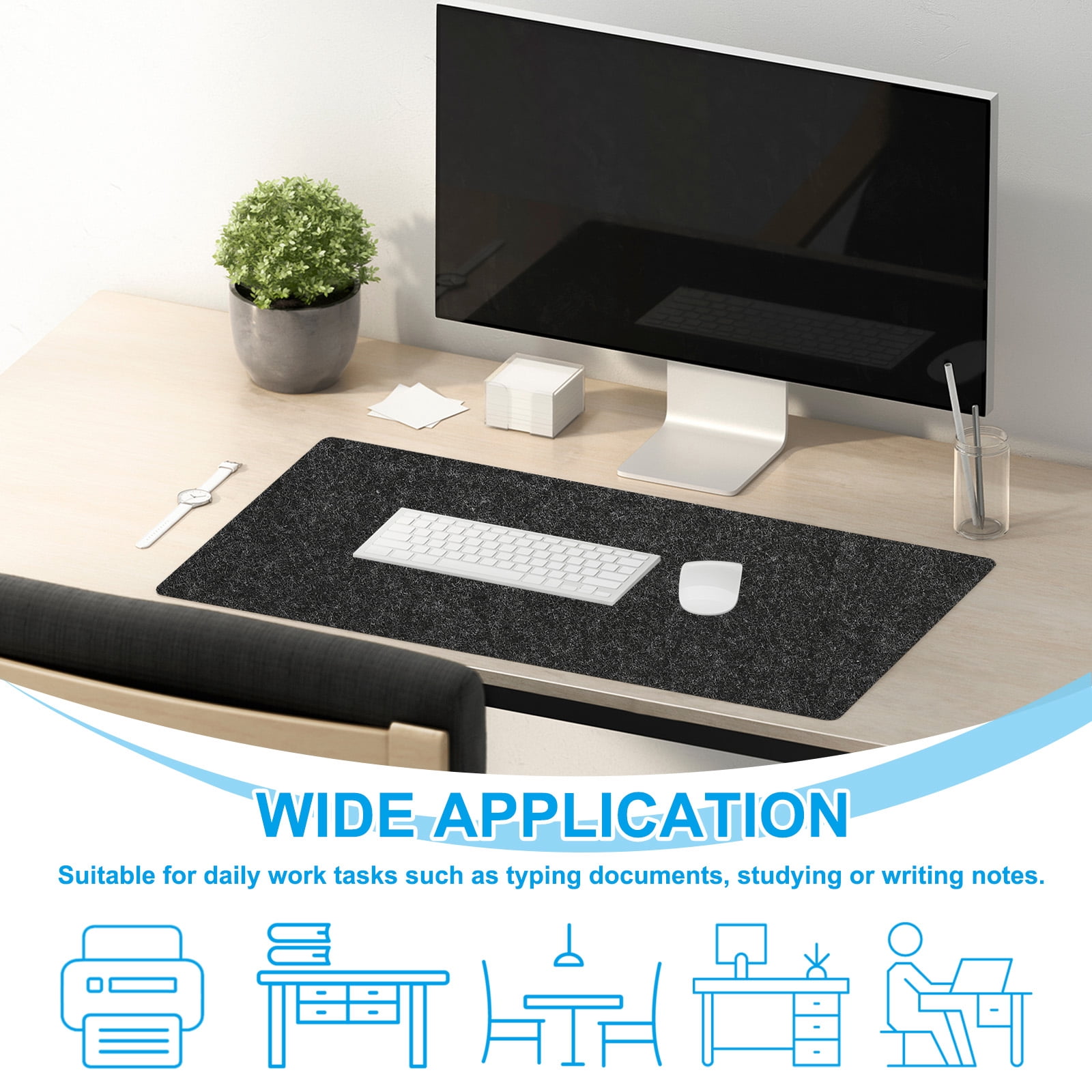 Uxcell 31.5" x 15.7" Large Felt Desk Pad Protector, Upgrade Non-Slip Desk Mat Full Table Mouse Pad Keyboard Mats for Laptop Computer Writing Desk Table Gaming Home, Wine Red