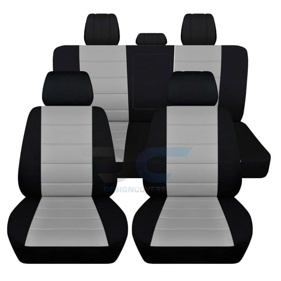 Fits 2012-2018 Dodge Ram Cotton Seat Covers 40/60 Rr W AR:Blk Silver - Full Set