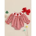 thumbnail image 4 of Gupgi Grenouillère Cœur pour Bébé Filles 0M 3M 6M 12M 18M Manches Longues Imprimé Rayures Rouges avec Bandeau, 4 of 9