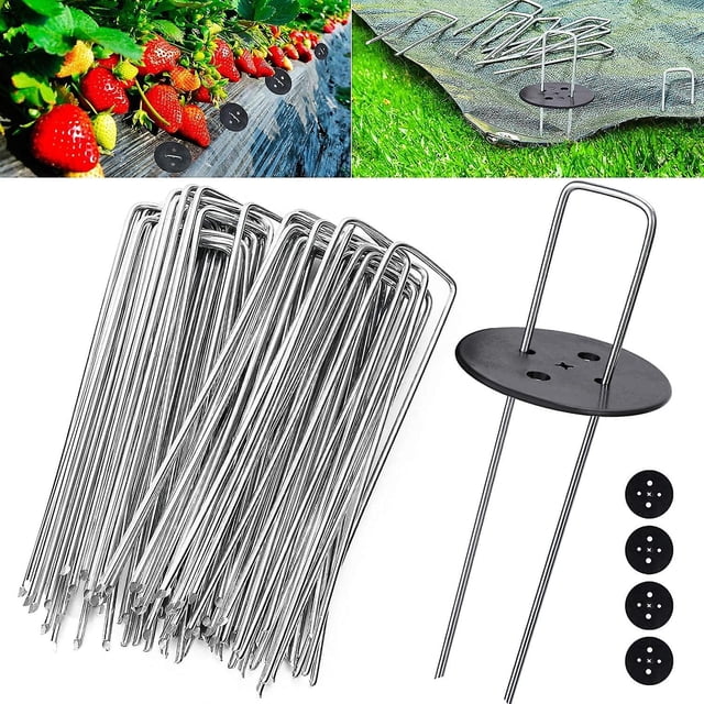 Nuevo producto, Estacas de jardín, Estacas de fijación para jardín, Estacas de fijación para carpas 2,5 mm de grosor, 15 cm/2,5 cm, para fijar malezas