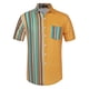 thumbnail image 1 of Camisa hawaiana Lars Amadeus de manga corta con botones patchwork a rayas verano para hombre Amarillo marron S, 1 of 6