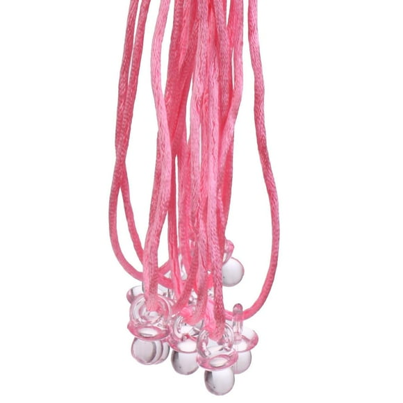 10 x Pink Mini Pacifier Necklaces Game Prizes Baby Shower Party Favor