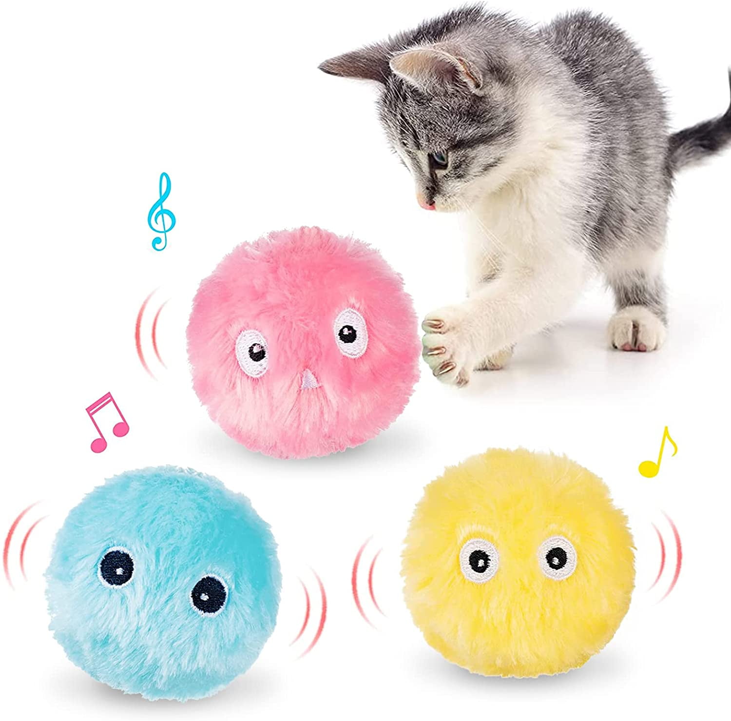 Cat Toy Ball, KSCD Interactive Cat Toy for Indoor Cats, Kitten Catnip Chirping Balls for Cat