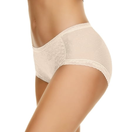 

TAIAOJING Women s Cotton Briefs Panties Women s Cool Lace Panties Lightweight Breathable Cotton Crotch Mid Waist Briefs 6 Pack