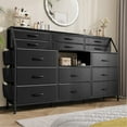 thumbnail image 1 of Dresser for Bedroom with 14 Drawers, 55" W Dresser with Side Pocket, Fabric Dressers & Chests of Drawers with Shelves, Sturdy Frame, Wood Top, 1 of 8