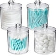 thumbnail image 1 of SNNROO Lot de 4 Distributeurs de Cotons-Tiges - Tampons Ronds en Plastique Transparent avec Couvercles pour Rangement et Organisation de Salle de Bain, 1 of 8