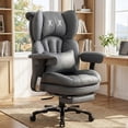 thumbnail image 3 of Big and Tall Office Chair  X-Embroidery PU Leather Home Chair  Adjustable  Back Computer Gaming Chair  Swivel Executive Office Chair with Footrest and Lumbar Support  Grey, 3 of 6