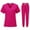 Hot Pink, variant on Scrubs Set for Women Nurse Uniform Suit V-Neck Top and Yoga Jogger Pants