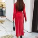 thumbnail image 5 of Moda mujer Color sólido elegante Split tenedor Delgado Color sólido manga larga vestido falda larga Pompotops qwe12709, 5 of 7