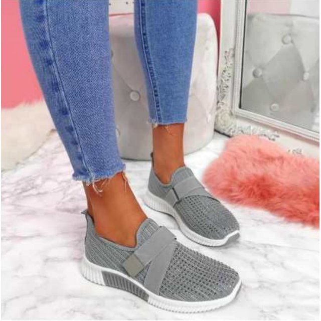 Mocasines con suela ortopédica Zapatillas de moda para mujer Zapatillas con plataforma Zapatos para caminar para mujer, gris, talla 38 LingWen 8390612719547