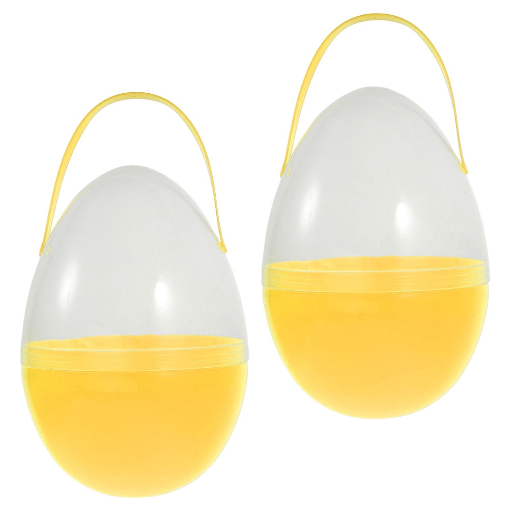 HONMEET 25cm Yellow Fillable Plastic Easter Egg with Handle for Storage and Fun Surprises at Events