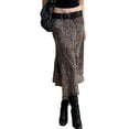 thumbnail image 2 of Women'S Long Leopard Print Skirt High Waist Mesh Maxi with Irregular Hem for Spring and Color L, 2 of 8
