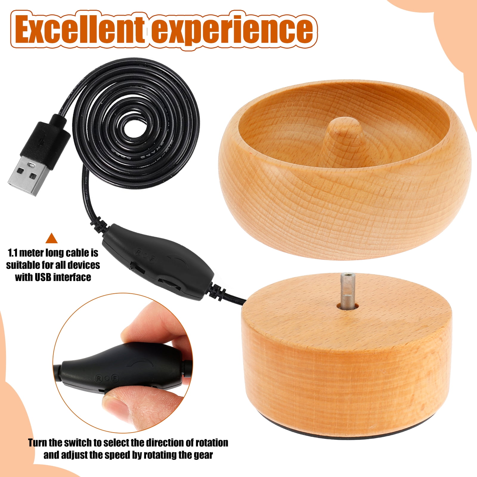 Electric Bead Spinner,Seed Bead Spinner USB Powered Spin Beading Bowl Kit Adjustable Speed and Direction Spin Bead Loader with 2 Beading Needles 2000 Beads for Bracelets Jewelry Making