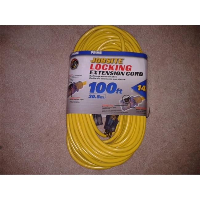 Prime Yellow Jobsite Locking Extension Cord, 100 ft.