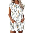 thumbnail image 4 of SDNall Short Sleeve Pajama Set for Women, Casual Print Lounge Wear with Round Neck Top and Pants, Soft Polyester Sleepwear for Home, 4 of 5