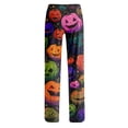 thumbnail image 5 of JULMCOMO Halloween Pajamas Pants for Women Cat Pumpkin Ghost Print Elastic Waist Drawstring Trendy Pajama Bottoms Cute Print Loose Fit Comfy Pj Pants Green XL, 5 of 6