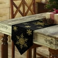thumbnail image 3 of Table Runner Dresser Scarves Christmas Geometric Abstract Art Cotton Linen Burlap Table Cover Winter Gold Snowflake on Black Table Runners for Family Kitchen Dining Holiday Party Banquet Decor, 3 of 5