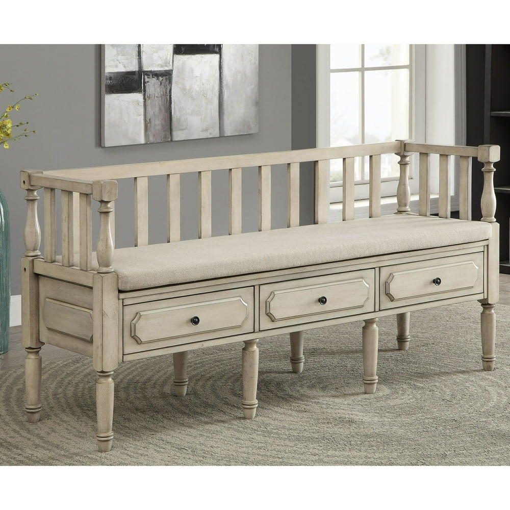 Furniture of America Cread 3-Drawer Storage Bench, White - Walmart.com